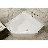 Carver Tubs - CK5959 - Modern Acrylic Fiberglass Soaking Corner Bathtub for Small Bathrooms - White Modern Curved Triangle Ac