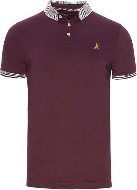 BRAVE SOUL Mens MTS-GloverB Polo Shirt Burgundy - Medium : Amazon.co.uk: Clothing