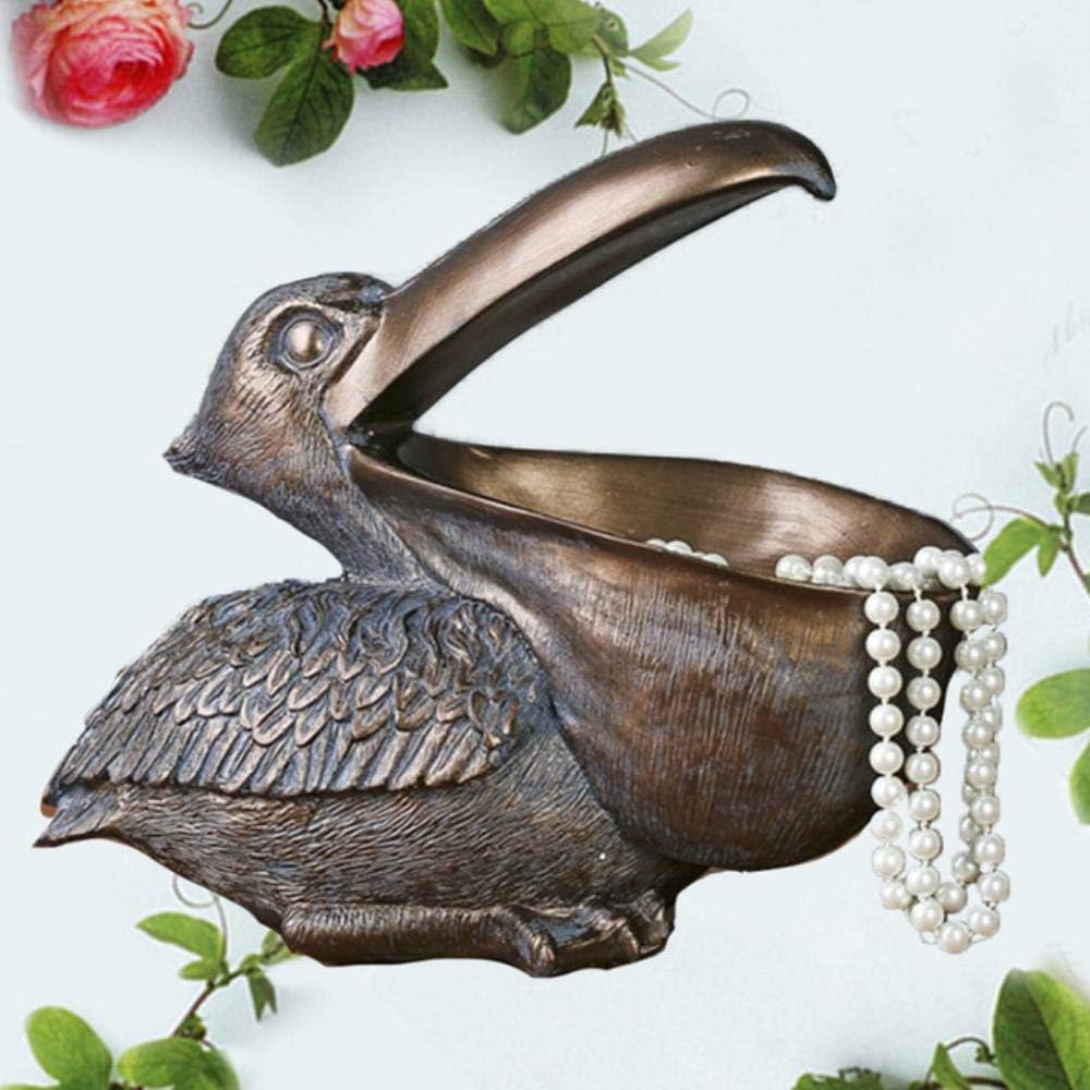 YAOJII Office Living Room Toucan Key Jewelry Storage Box Table Resin Statue Bedroom Home Decor,Antique Copper