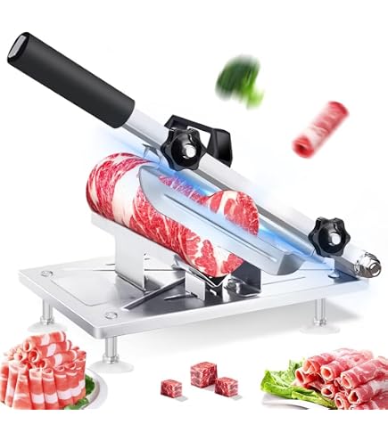 SZSMW Trancheuse Manuelle Viande - Trancheuse Inox Pour Ragoûts, Brochettes Et Cuisine Quotidienne