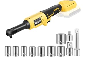 DGLYYXGS Cordless Ratchet Wrench Fits for Dewalt 20V Battery, 3/8" 20V Wrench 74Ft-Lbs Brushless Electric Ratchet, 8PCS Sockets,1/2" & 1/4" Adapters, 3" Extension Bar (Total 11 PCS Accessories)