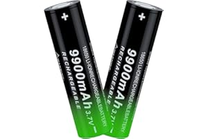 BENKIA 1￵￵8￵￵￵￵6￵￵￵￵5￵￵0 Rechargeable Battery 3.7 Volt L￵￵ith￵￵￵￵iu￵￵m 9￵￵900￵￵mAh Large Capacity Flat Top for Flashlights Headlamps (2 Pack)