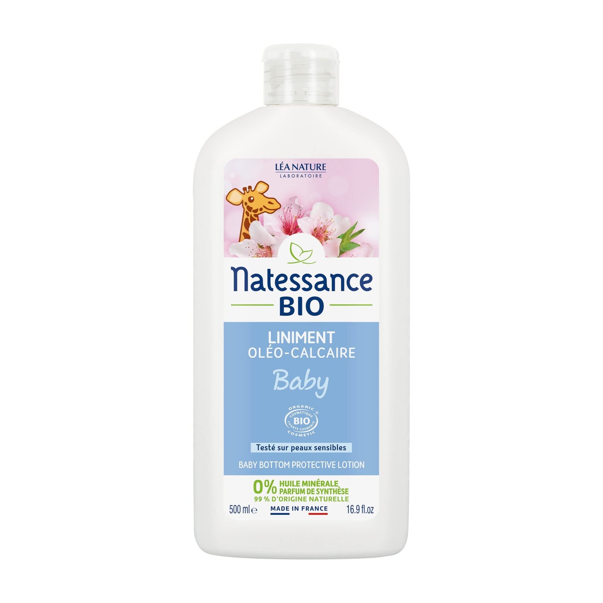 NATESSANCE – Organic Baby Lotion – Baby Bottom Protective Lotion – Oil-Limestone Liniment – Baby Moisturiser with Organic Virgin Olive – 99% Natural