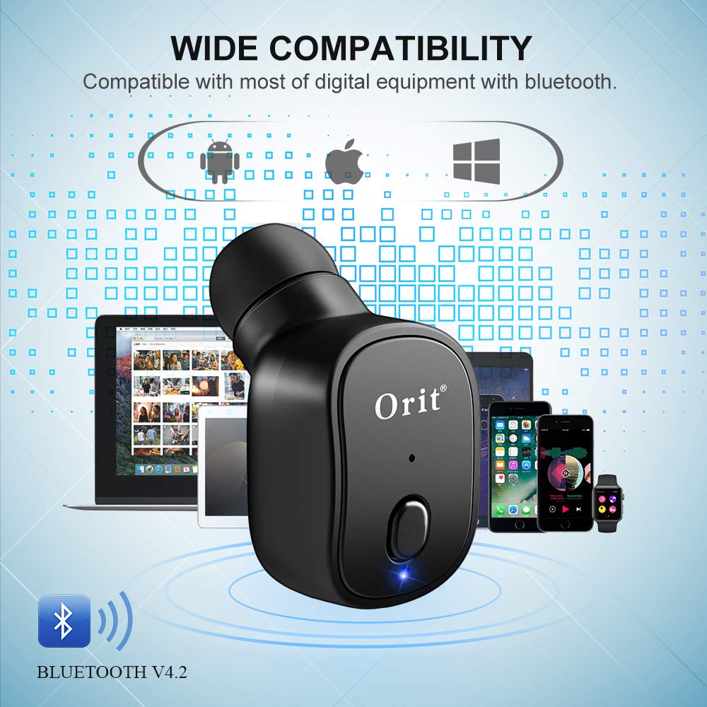 Auricolari Bluetooth 5.0, Orit Cuffie Senza Fili 40H Playtime CVC 8.0 Nero