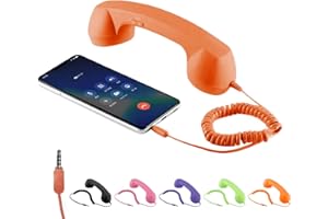 Retro Telephone Handset with USB-C & 3.5mm Jack, Noise Cancelling Microphone for Cell Phone & Computer, Vintage Style Desk De
