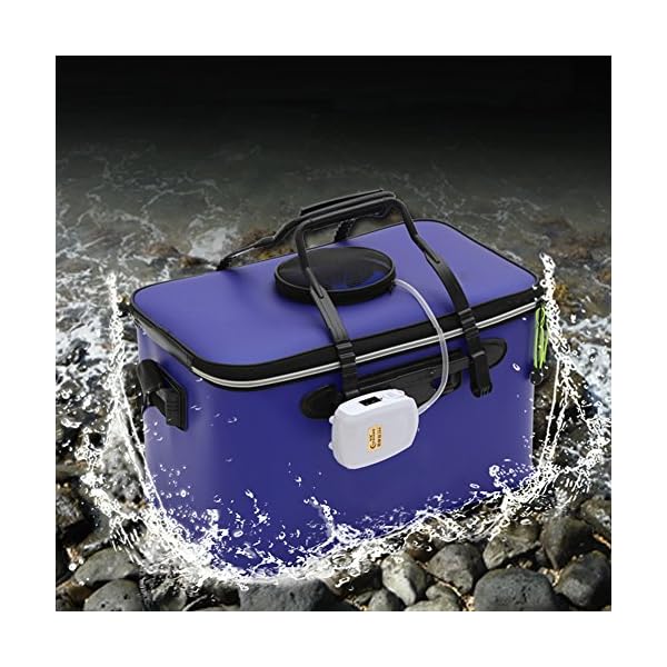 BOSSXIN-EVA-Waterproof-Fishing-Water-Bucket-Portable-and-Easy-Cleaning-Fishing-Bait-Storage-Box-with-Breathable-Mesh-Top-Pocket-Perfect-for-Fishing-Camping-HikingTraveling-Car-Washing