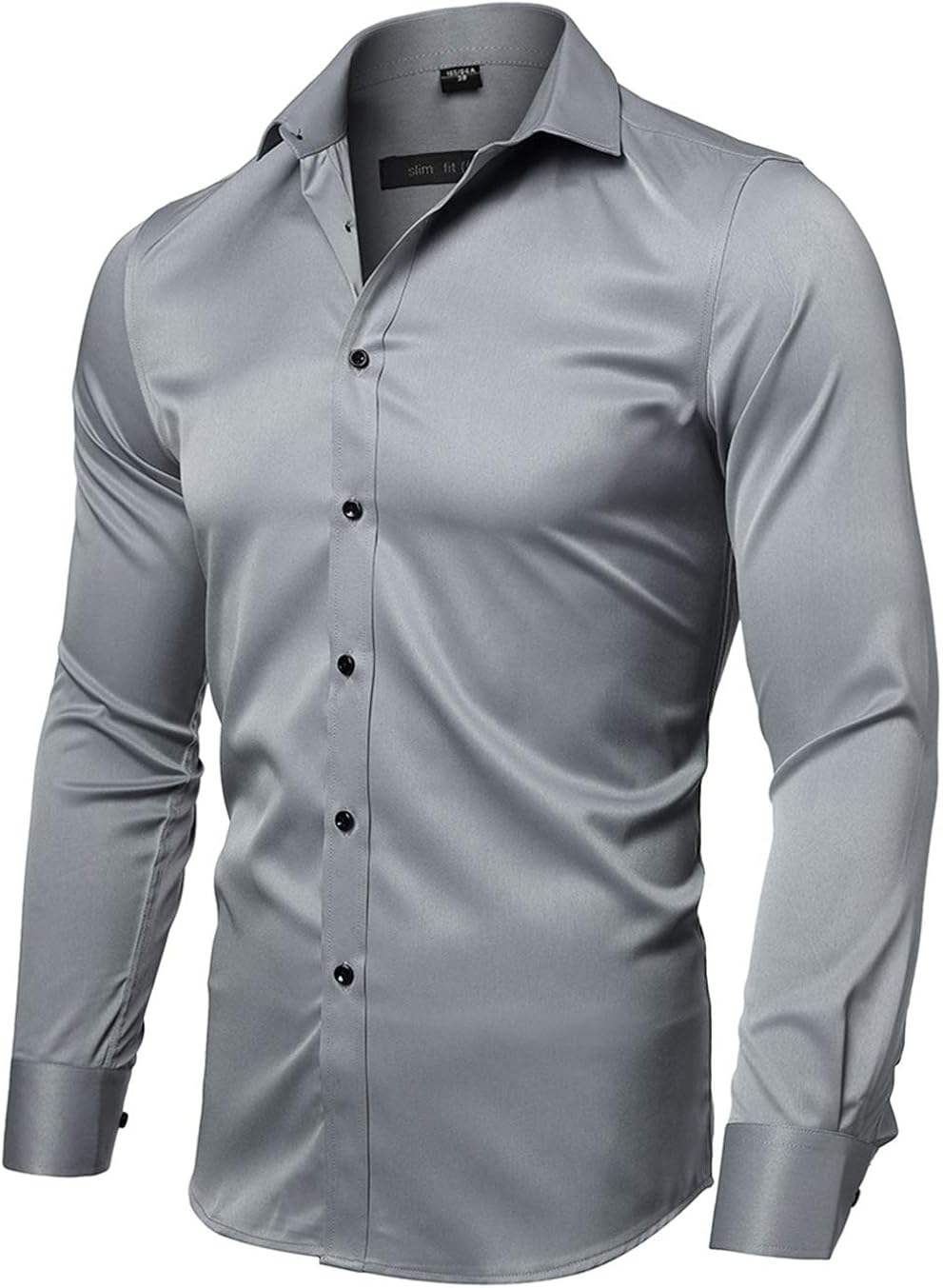 FLY HAWK Mens Dress Shirts, Slim Fit Long Sleeves Elastic Bamboo Fiber Button Down Shirts at  Men’s Clothing store