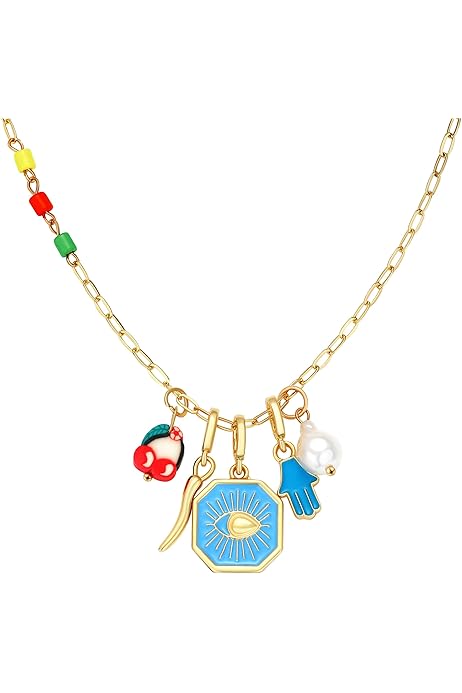 Amazon.com: Vintage Chinoiserie Charm Necklace, Gold Plated 