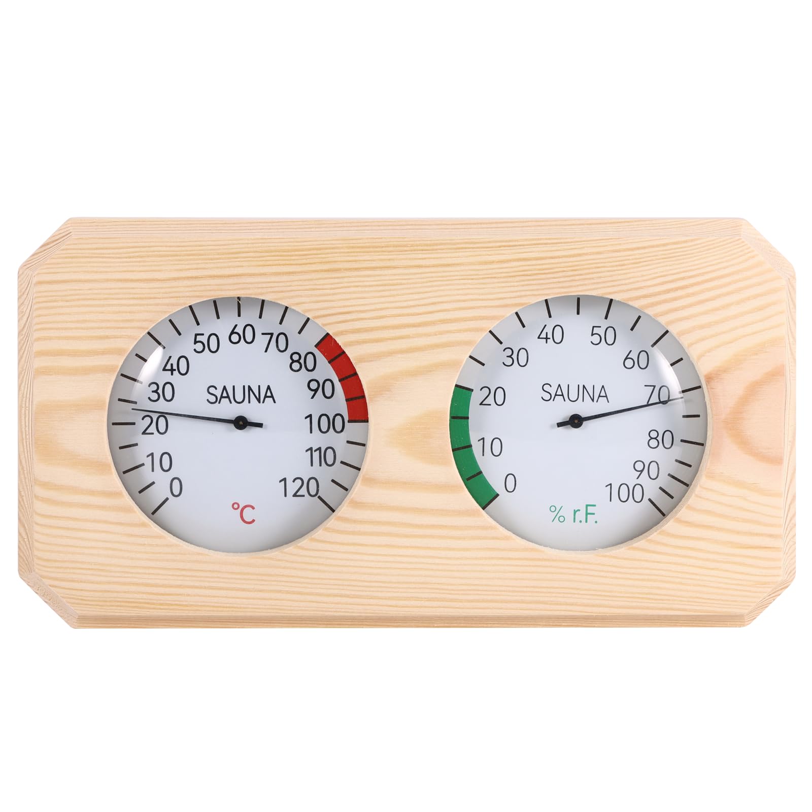 Sauna Thermometer 2-In-1, Wood Sauna Thermo-Hygrometer, High Accuracy, Wooden Humidity Meter Sauna Fahrenheit Accessories for Steam Room Sauna Room