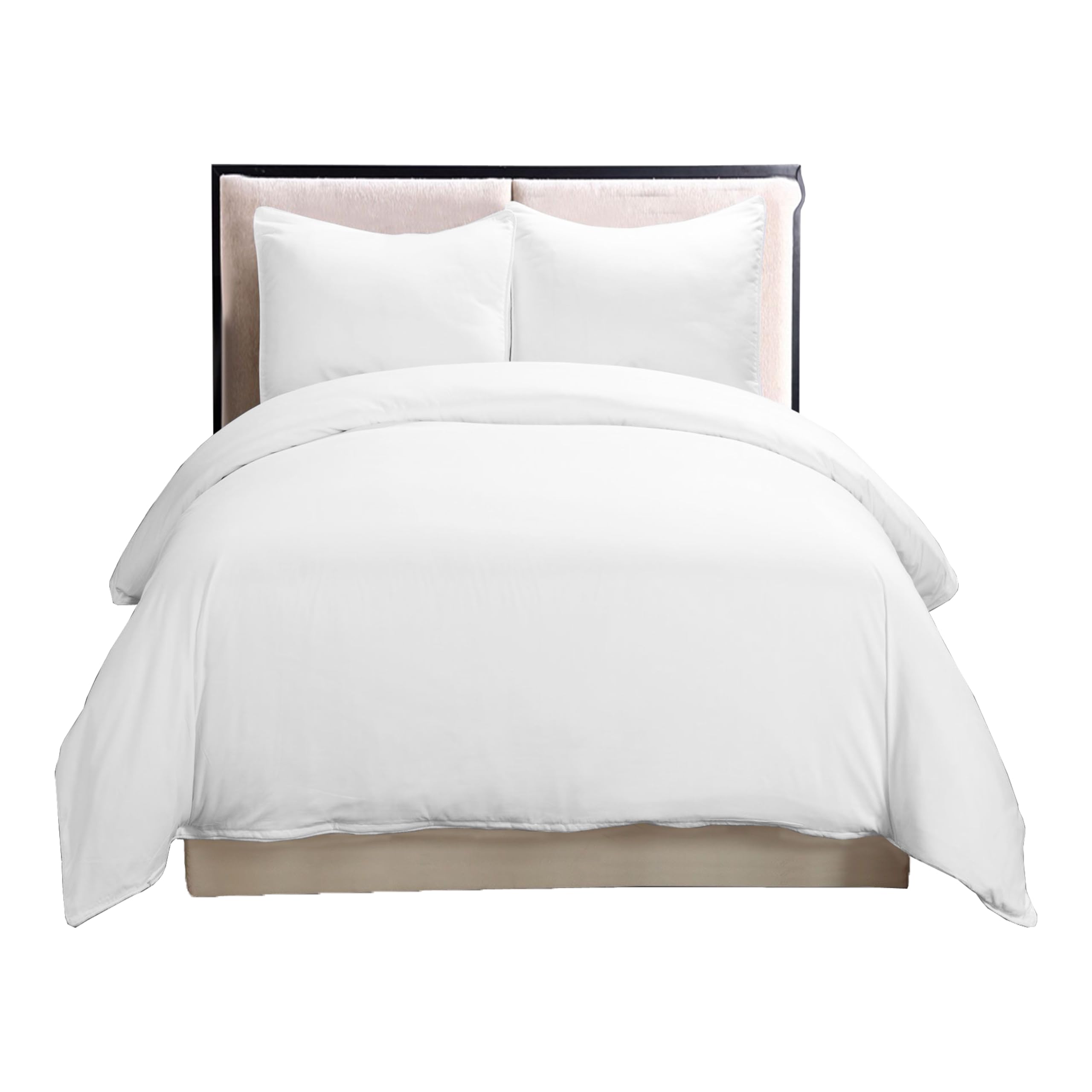 British Home Bedding - Plain Dyed Luxury Cotton Blend Percale Duvet Cover Set with 1 Pillowcases (White, Single)