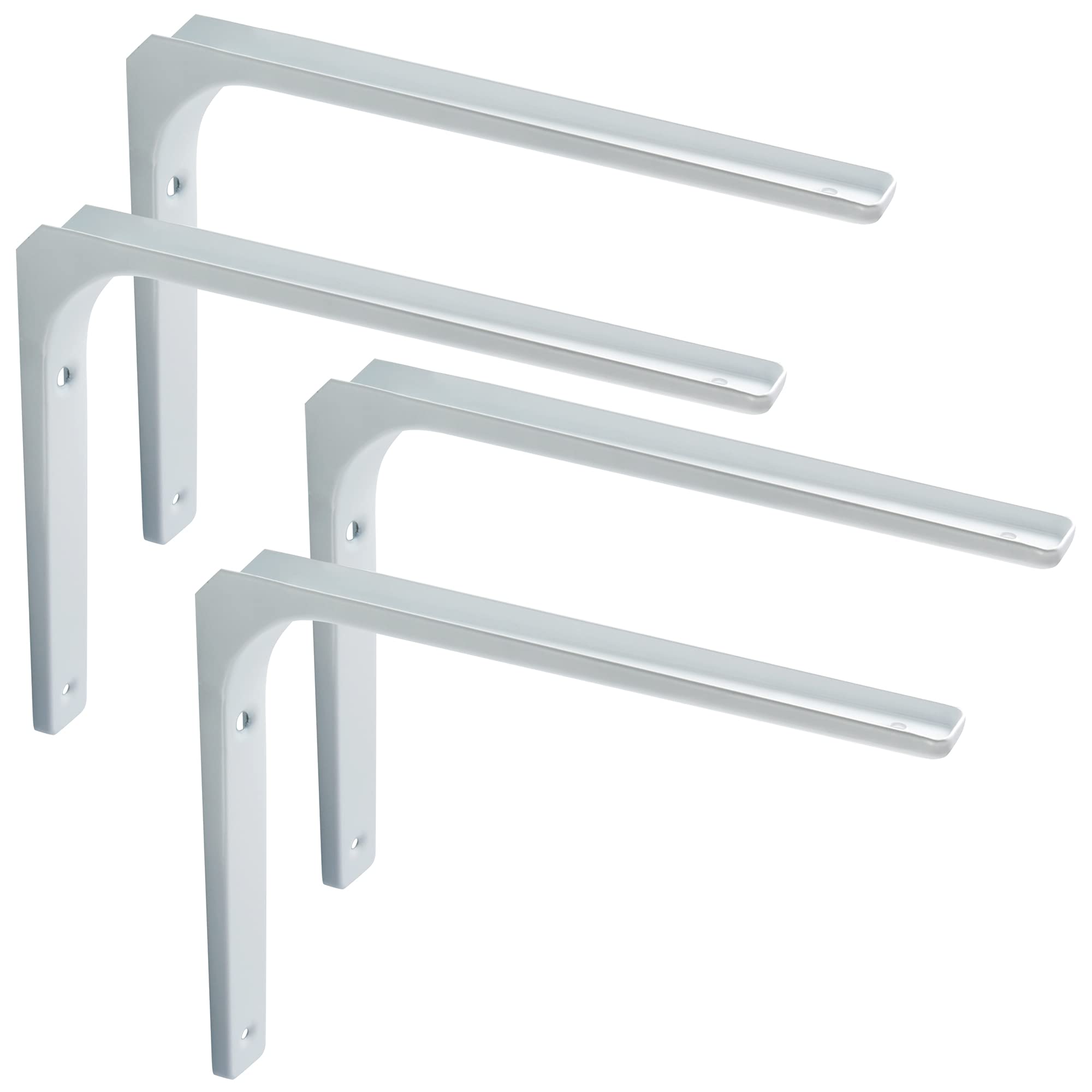 Sayayo Shelf Bracket Corner Brace Angle Bracket Shelf Support Wall Hanging 300mm*250mm, Metal Bright White Finished, 4 Pcs, EJR300W-4P