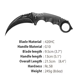 JXE JXO Claw Knife with Sheath, Durable 420HC Steel