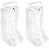 TIXIPEM Boot Storage Bags [2PCS] - Plastic Tall Boot Carry Bags Clear Shoe Bags with Handle for Travel & Daily Use - [White] Waterproof & DustProof Boot Bags for Cowboy Boots
