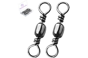 Natufish Fishing Barrel Swivels - 50Pcs Solid Ring Rolling Swivel Connector High Strength Fishing Terminal Tackle for Saltwater Sea Fishing