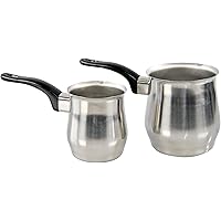 HOME-X Stainless-Steel Melting Pots-Set of 2, Mini Saucepans with Pouring Spout, Stovetop Milk Warmer, Turkish Coffee…