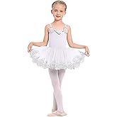 AFAVOM Ballet Leotards for Girls Toddler Sequin Flower Camisole Ballet Dance Dress Tulle Tutu Skirt Leotard Ballerina Costume