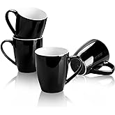 Sweese Porcelain Coffee Mugs - 16 Ounce (Top to the Rim) for Coffee, Latte, Tea, Cocoa, Set of 4, Black