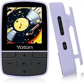 Yoton MP3 Player with Bluetooth, Max 64GB, HiFi, Purple, TF Card Required | FM Radio, Independent Volume Control, Earphones Included