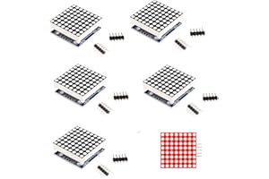 AZUOCN 5PCS MAX7219 8x8 Dot Matrix LED Display Module 5V MCU Control MAX7219 8 * 8 LED Dot Matrix DIY Kit (Red)