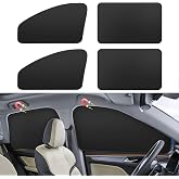 Window Sun Shade Car Curtains - Side Thiken Sun Shades Magnetic 100% Block Light Car Window Covers with Cooler Feeling (Black, T-4pcs)