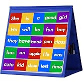OFFSLIN Tabletop Pocket Chart,Classroom Pocket Chart Stand for Home,Office | Flodable, Stand it Up, Portable, Hidden Storage Pocket