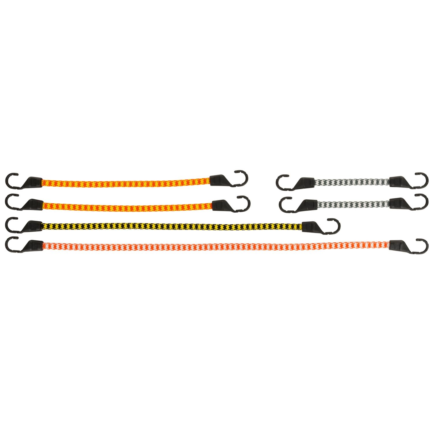 Keeper - Assorted Flat Bungee Cord in Multiple Colors, 6 Pack - 15", 25", 35”, and 45”