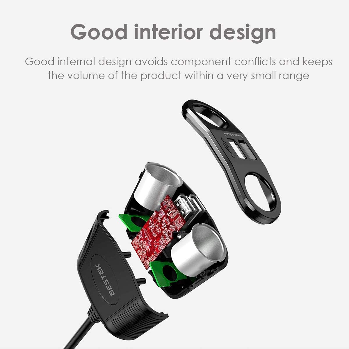 BESTEK 2-Socket Cigarette Lighter Car Charger Power Adapter DC Outlet Splitter with 3.1A Dual USB Ports for iPhone iPad Samsung Galaxy Android Smartphone and More - Image 5