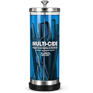ForPro 45.5 oz Multi-cide Tall Glass Disinfectant Jar | for Professional Salon & Spa Use, Salon & Spa Essentials, Professiona