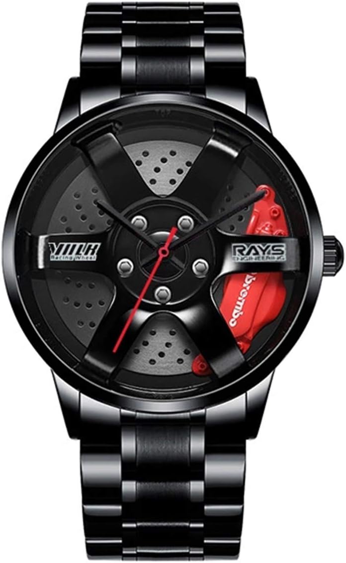 Men Watch, Custom Personality Fashion Design Car Wrist Watch Stainless Steel Custom Printing Wheel Rim Hub Watches Man