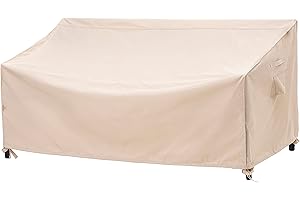 F&J Outdoors Waterproof UV Resistant 2 Seater Heavy Duty Patio Loveseat Cover, Beige, 58" W x 35" D x 35" H
