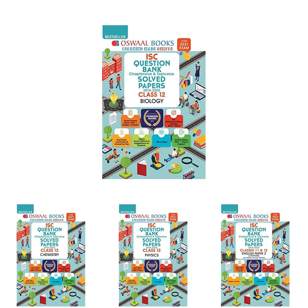 Oswaal Class 12 ISC Ques Bank Biology Book Chapterwise + Chemistry Book Chapterwise + Physics Book Chapterwise + Eng Paper-2 Lit Book Chapterwise (Set of 4 Books)(New Edition)