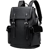 ROSTNK Leather Backpack for Men Black Laptop Computer Backpack Large Capacity Business Ladies Retro Leisure Travel Backpack (Backpack), XL-65028