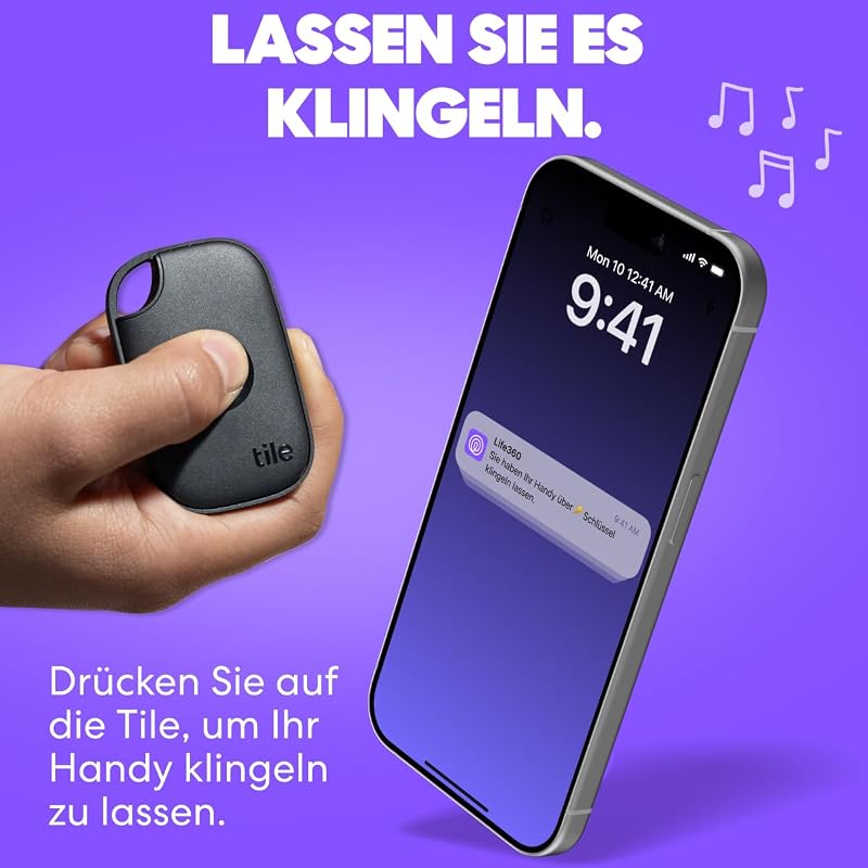 Tile Pro - Leistungsstarker Bluetooth-Tracker, Schlüssel- und Gegenstandsfinder für Schlüssel, Taschen und mehr. iOS- & Android-kompatibel. Handy-Finder. 4er-Pack (Schwarz/Weiß)