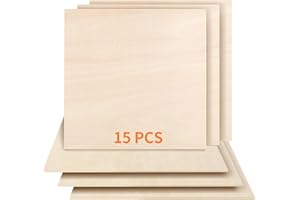 Dofiki 15 Pcs Baltic Birch Plywood 3mm 400 x400 x3mm 1/8”x15.7”x15.7” Plywood Sheet for Laser Cutting Engraving Wood Burning Building DIY 15.7 Inch Wood Sheet