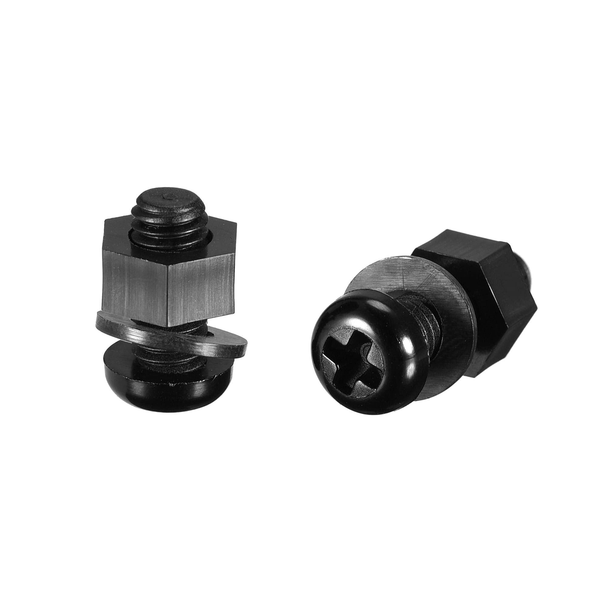 sourcing map Nylon Screw Nut Washer Assortment Kit, M6x12mm Round Head Machine Screw Bolt Nuts Flat Washers Black 20 Set