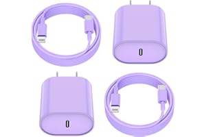 Essri Fast Charger for iPhone Charge Fast Charging, Compatible with iPhone 14 13 12 Pro/14 Plus/13 Pro Max/11/XS Max/XR, USB C to Lightning Cable 10FT with 20W USB C Rapid Charger Block-2Pack Purple