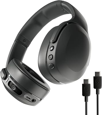 Crusher Evo Casque sans Fil Bluetooth, Câble de Recharge USB-C Supplémentaire, Basses Multisensorielles, Circum-Auriculaire, Isolation du Bruit, 40 Heures d'Autonomie - Noir