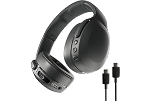 Skullcandy Crusher Evo Wireless Bluetooth Headphones with Extra USB-C Charging Cable, Multi-Sensory Bass, Noise Isolating Over-Ear Fit, 40 Hours Battery, Microphone for iPhone Android - True Black