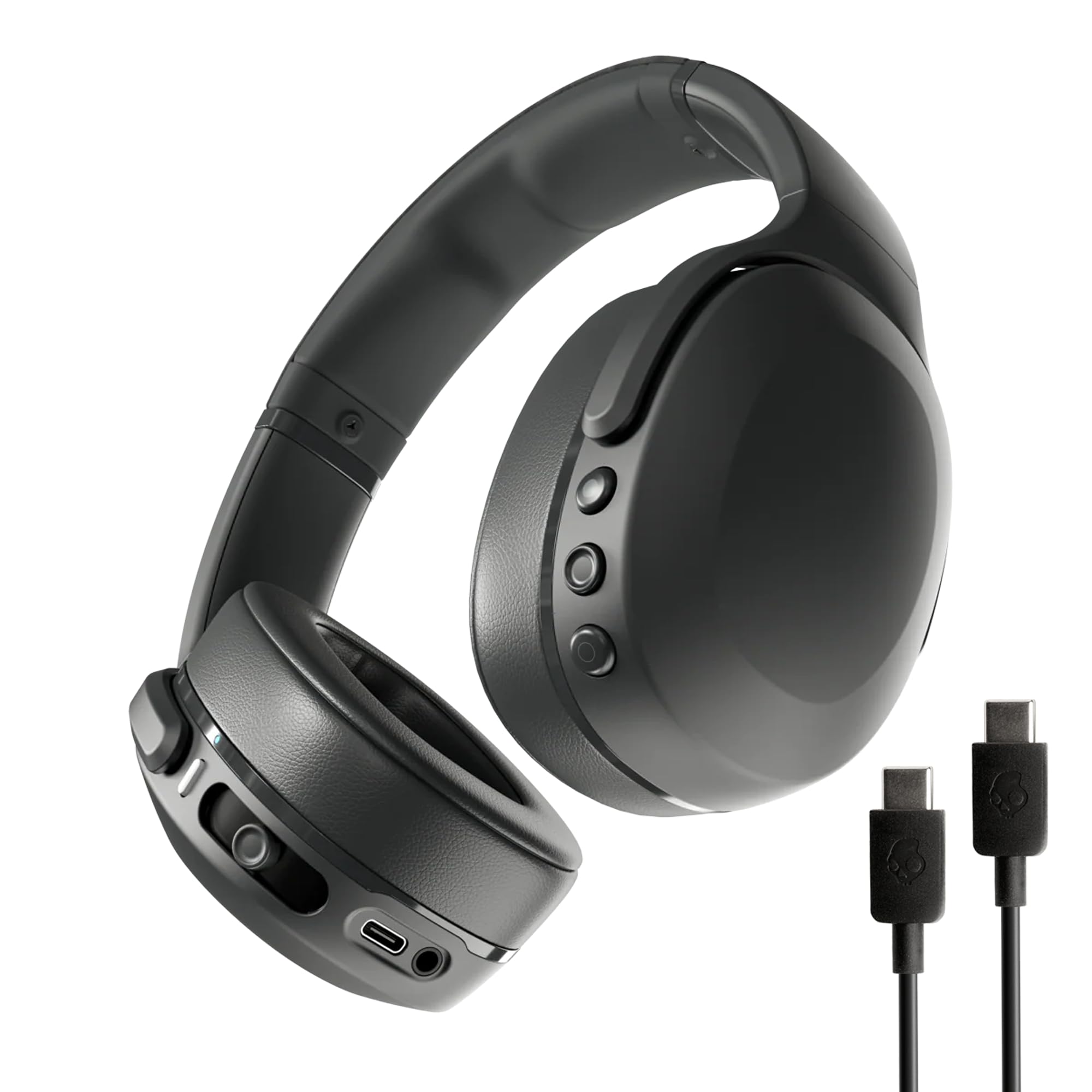 Photo 1 of Skullcandy Crusher Evo Wireless Bluetooth Headphones with Extra USB-C Charging Cable, Multi-Sensory Bass, Noise Isolating Over-Ear Fit, 40 Hours Battery, Microphone for iPhone Android - True Black