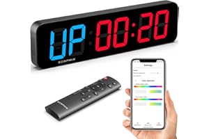 15.2" Gym Timer, App & Remote Control, Customizable LED Colors, Workout Interval Timer Stopwatch Countdown Large Digital Wall