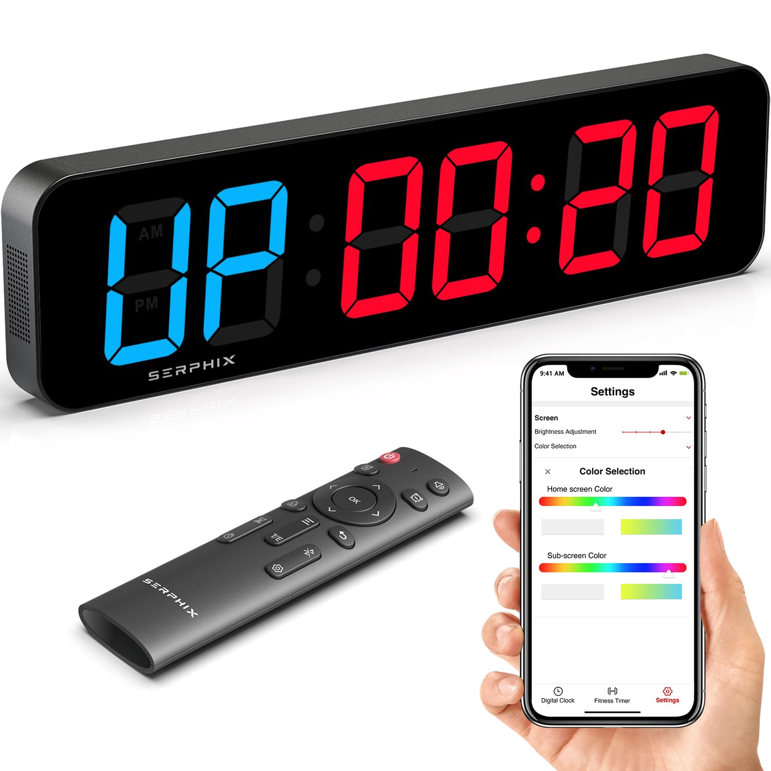 Photo 1 of 15.2" Gym Timer, Large Digital Gym Clock Wall with App & Remote Control, Customizable LED Colors, Count Down & Up, Stopwatch, Digital Timer for Fitness Classroom Home Garage Outdoor