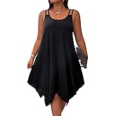 OYOANGLE Women's Plus Size Scoop Neck Sleeveless Asymmetrical Hem Flowy Midi Cami Dress
