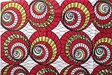 African Print- Ankara Fabric Clothing Designs - Material For Fashion, Dresses, Top, Skirt, Jewelry, Shoes, Bags, Head Wraps, Dashiki Shirt -Styles With Patterns Of Prints. Lifetime Guaranteed. Red Spiral-6 Yards