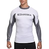 AXESEA Men Long Sleeve Rash Guard Quick-Dry UPF 50+ Lightweight Swimsuit Swim Shirt