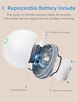 Meross Smart Water Leak Detector Hub Required App Alert IP67 HomeKit view 4
