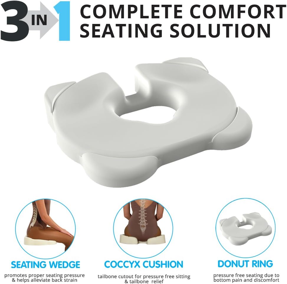 Contour Products Kabooti Coccyx Foam Seat Cushion, Navy, Large: Furniture & Decor