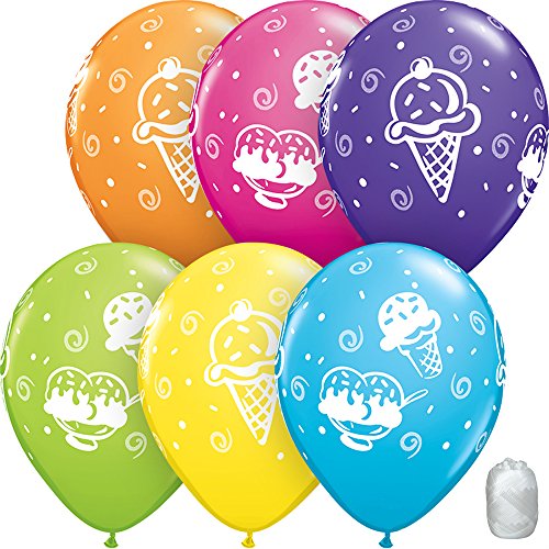 Buy 10 Pack 11" Ice Cream Cone Assorted Color Latex Balloons with