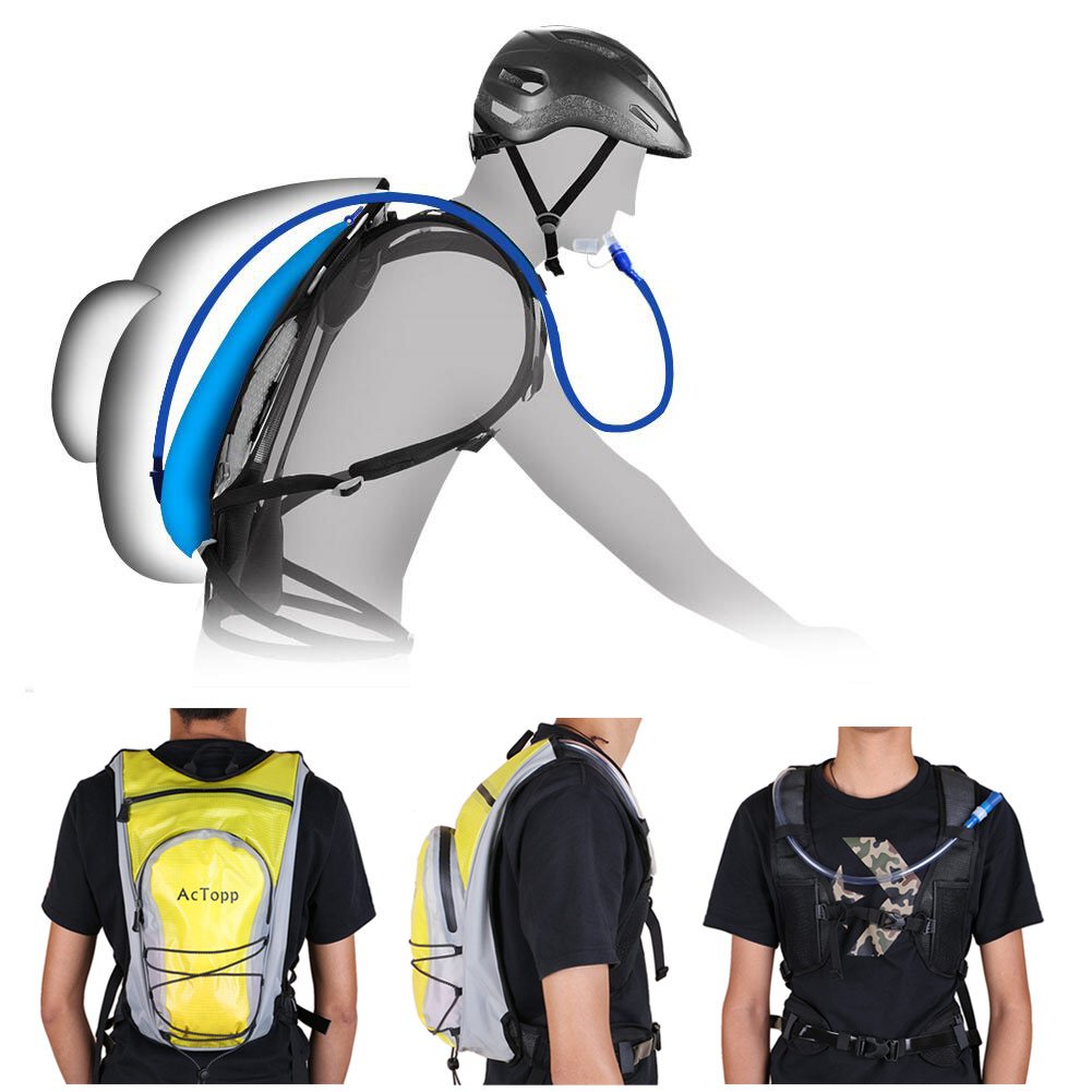 AcTopp Hydration Pack - 4L Hydration Backpack and 2L Bladder Bag, Waterproof and Adjustable Straps with FDA Approved Hydration Bladder, Best for Cycling Running Hiking Jogging