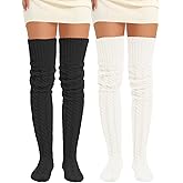 HYTENSUN Women's Thigh High Knitted Winter Boot Socks Vintage Extra Long Leg Warmer Over Knee High Stockings