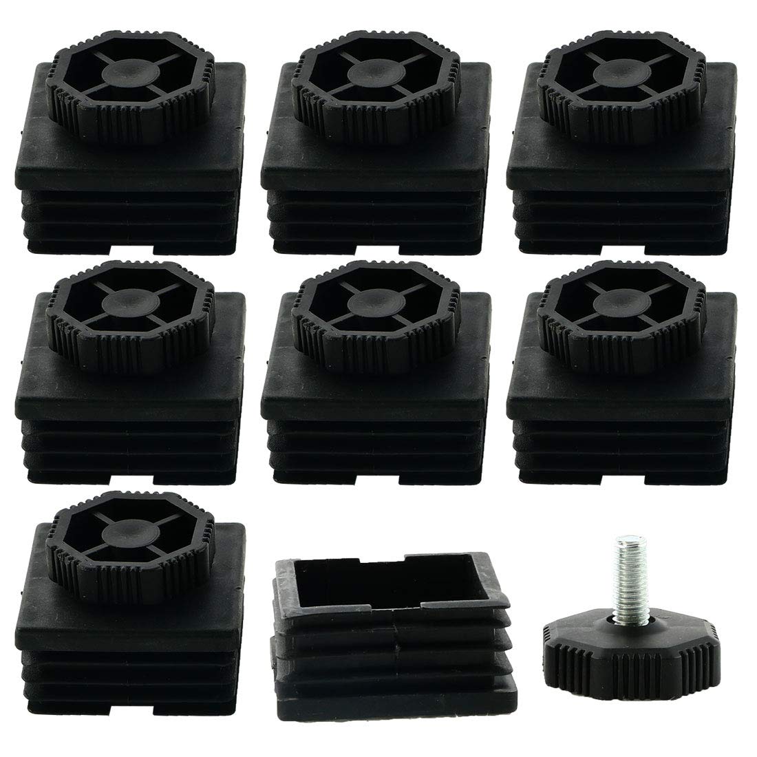 Sourcingmap Adjustable Leveling Feet 50 x 50mm Square Insert Kit Furniture Glide 8 Sets